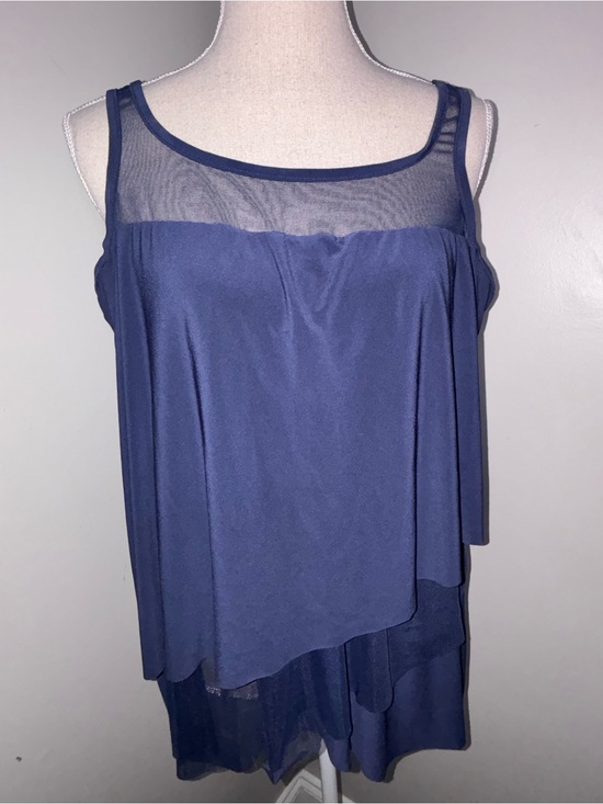Miraclesuit Other - MiracleSuit Mirage navy blue tankini top underwire tiered mesh size 16 CURRENT
